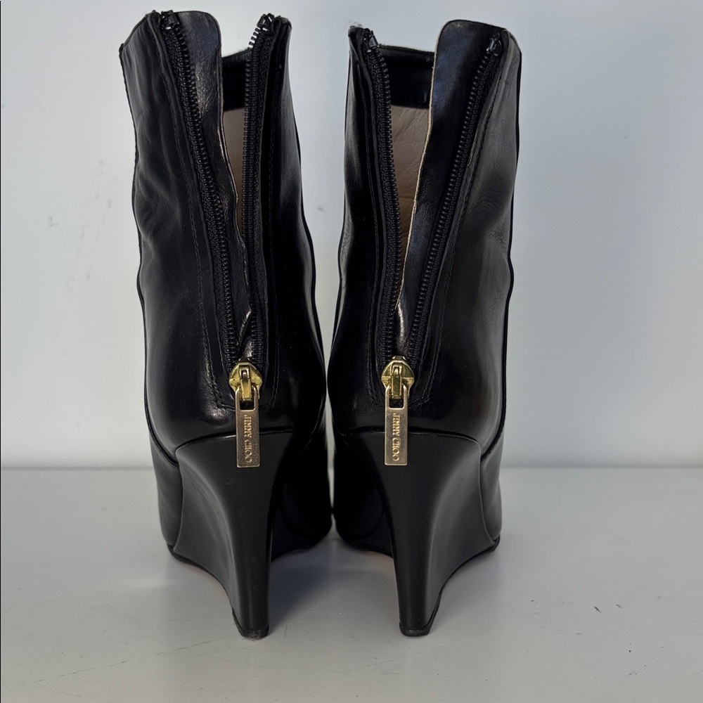 Jimmy Choo Sz 34 Black Leather Ankle Boots Booties - Picture 4 of 7